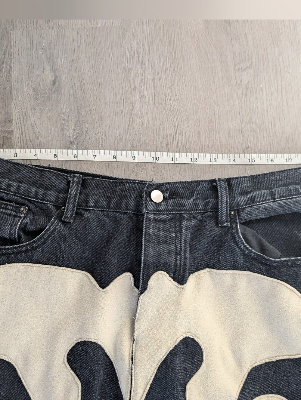 MNML Skeleton Bone Print Black Jeans Grunge Alt Fashion Streetwear Sz 38 X 34 - Picture 8 of 10